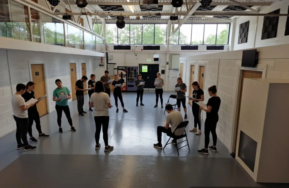 Adults taking part in a group class in the hall
