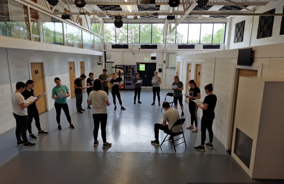 Adults taking part in a group class in the hall